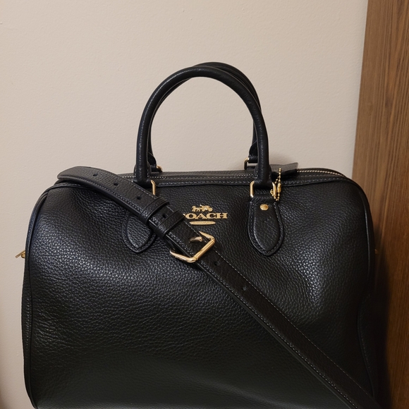 Coach Rowan Large Satchel Bag Black CV960 Black/Gold - Picture 2 of 14